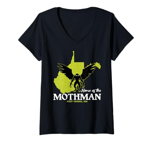 Damen Home Of The Mothman West Virginia State Funny Cryptid T-Shirt mit V-Ausschnitt von Home State Cryptid Legend Local Cryptid Of America