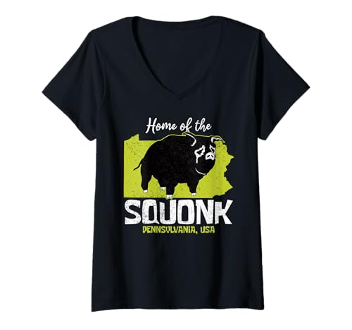 Damen Squonk Pennsylvania State Lustige amerikanische Kryptide T-Shirt mit V-Ausschnitt von Home State Cryptid Legend Local Cryptid Of America