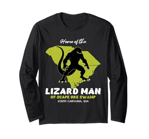 Zuhause von Lizard Man, South Carolina, Bundesstaat American Cryptid Langarmshirt Zuhause von Lizard Man, South Carolina, Bundesstaat American Cryptid Langarmshirt von Home State Cryptid Legend Local Cryptid Of America