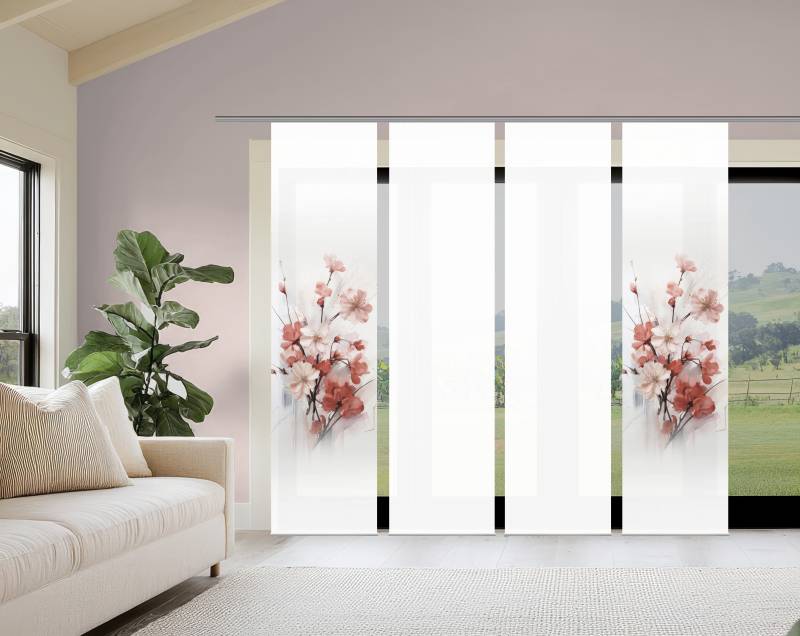 HOME WOHNIDEEN Schiebegardine "LOTUS" Paneelwagen 4 Stk. tlg. Schiebewand Seidenoptik, SET, Digitaldruck von Home Wohnideen