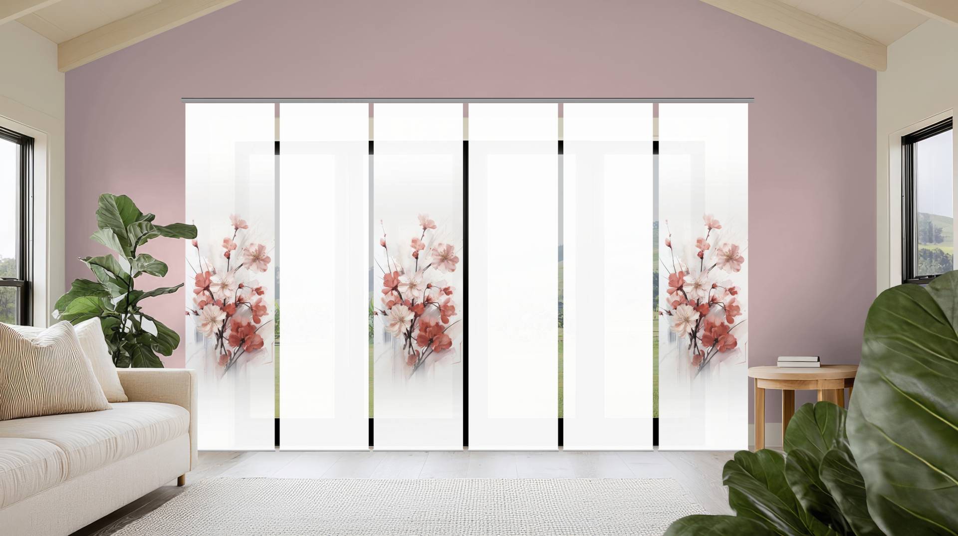 HOME WOHNIDEEN Schiebegardine "LOTUS" Paneelwagen 6 Stk. tlg. Schiebewand Seidenoptik, SET, Digitaldruck von Home Wohnideen