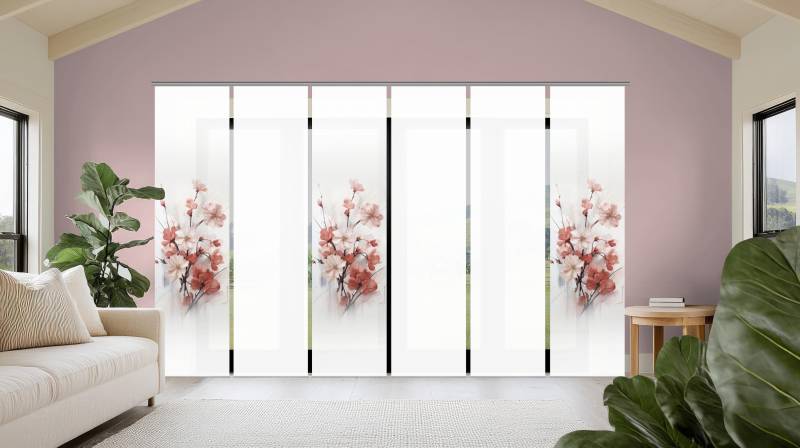 HOME WOHNIDEEN Schiebegardine "LOTUS" Paneelwagen 6 Stk. tlg. Schiebewand Seidenoptik, SET, Digitaldruck von Home Wohnideen