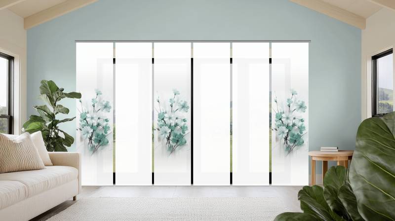 HOME WOHNIDEEN Schiebegardine "LOTUS" Paneelwagen 6 Stk. tlg. Schiebewand Seidenoptik, SET, Digitaldruck von Home Wohnideen