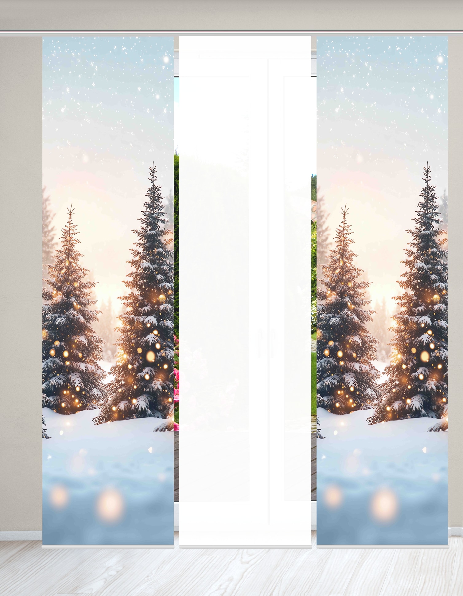 HOME WOHNIDEEN Schiebegardine "SCHNEETANNEN" Paneelwagen 3 Stk. tlg. SET, Schiebewand, Dekostoff, Digitaldruck von Home Wohnideen