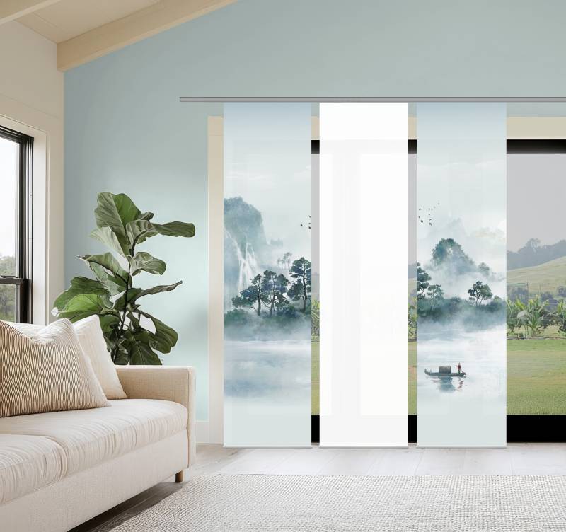 HOME WOHNIDEEN Schiebegardine "VITNAM" Paneelwagen 3 Stk. tlg. Schiebewand Seidenoptik, SET, Digitaldruck von Home Wohnideen