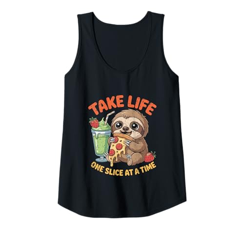 Damen Faultier Pizza Lovers: Take Life One Slice at a Time Tank Top Damen Faultier Pizza Lovers: Take Life One Slice at a Time Tank Top von Home & School Wear