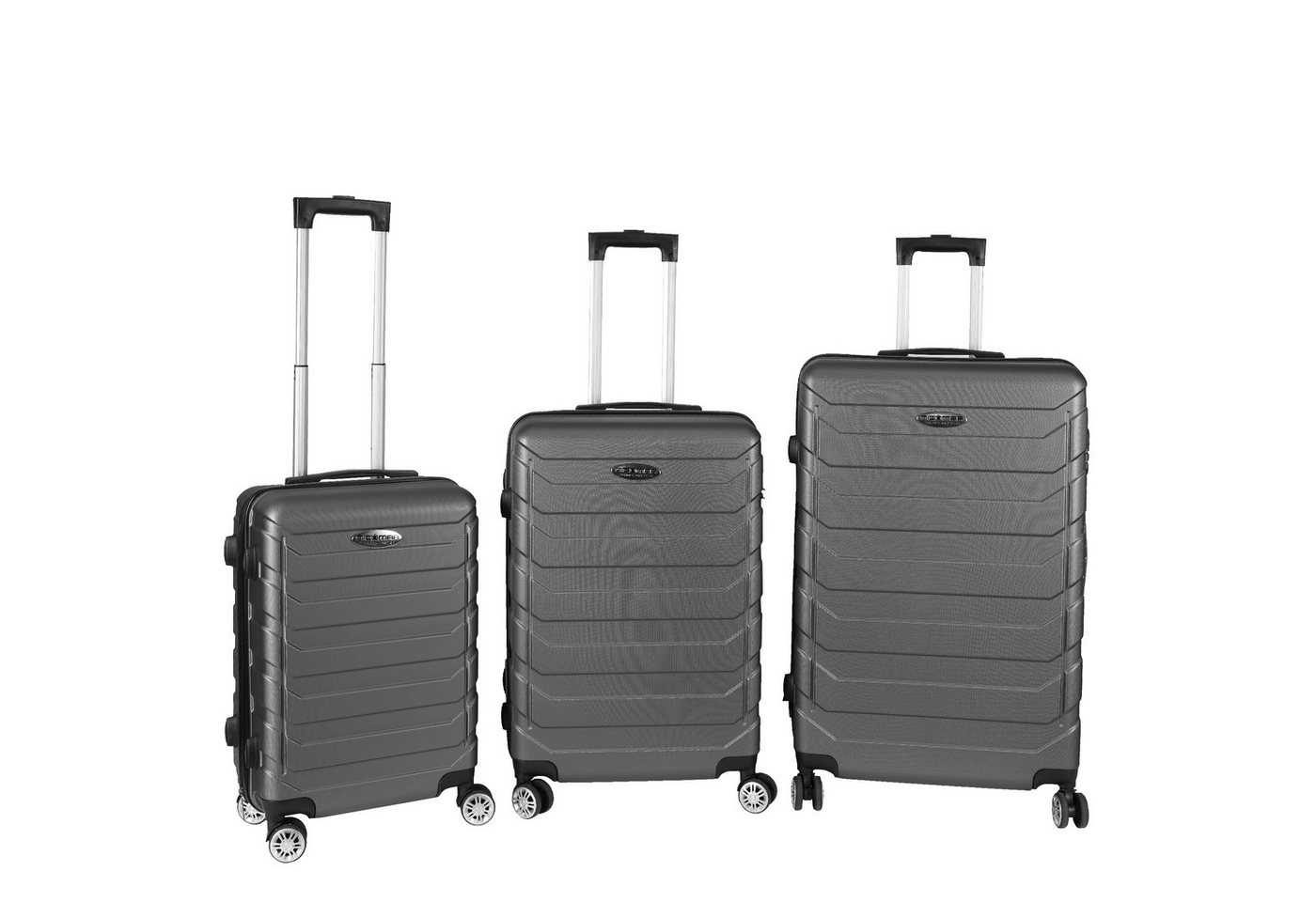 Home4Living Hartschalen-Trolley Koffer Reisekoffer 3er Kofferset Hartschalenkoffer Anthrazit, 4 Rollen, Teleskopgriff von Home4Living