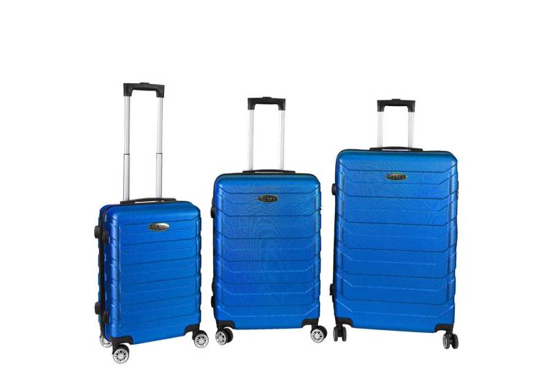 Home4Living Hartschalen-Trolley Koffer Reisekoffer 3er Kofferset Hartschalenkoffer Blau, 4 Rollen, Teleskopgriff von Home4Living
