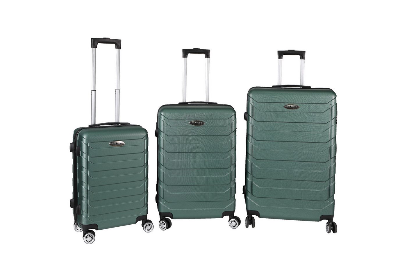 Home4Living Hartschalen-Trolley Koffer Reisekoffer 3er Kofferset Hartschalenkoffer Grün, 4 Rollen, Teleskopgriff von Home4Living