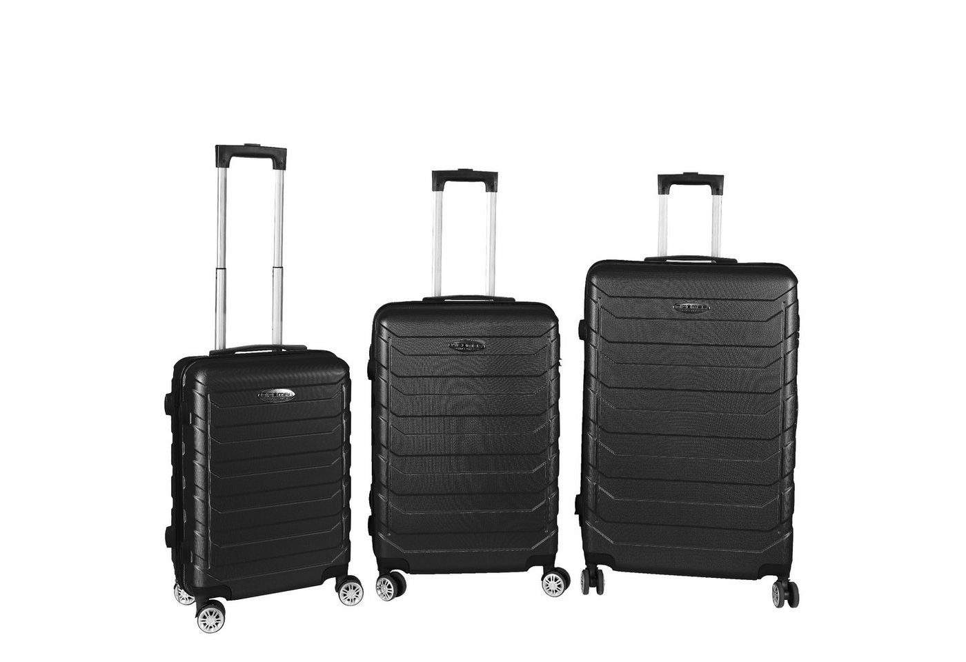 Home4Living Hartschalen-Trolley Koffer Reisekoffer 3er Kofferset Hartschalenkoffer Schwarz, 4 Rollen, Teleskopgriff von Home4Living