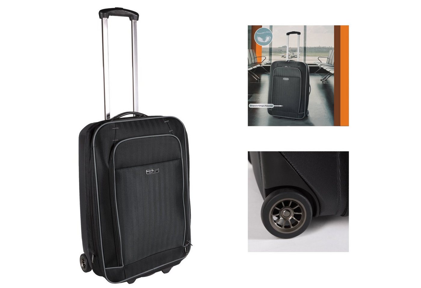 Home4Living Weichgepäck-Trolley Hybrid Trolley Reisekoffer Bordcase Schwarz 32 L, 2 Rollen, Teleskopgriff, Volumenvergößerung bis 15% von Home4Living