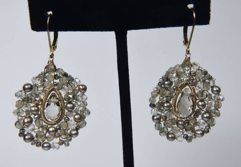 14K Gold Filled Kristall-, Perlen - Und Labradorit-Ohrringe von HomeAgainVintageCo