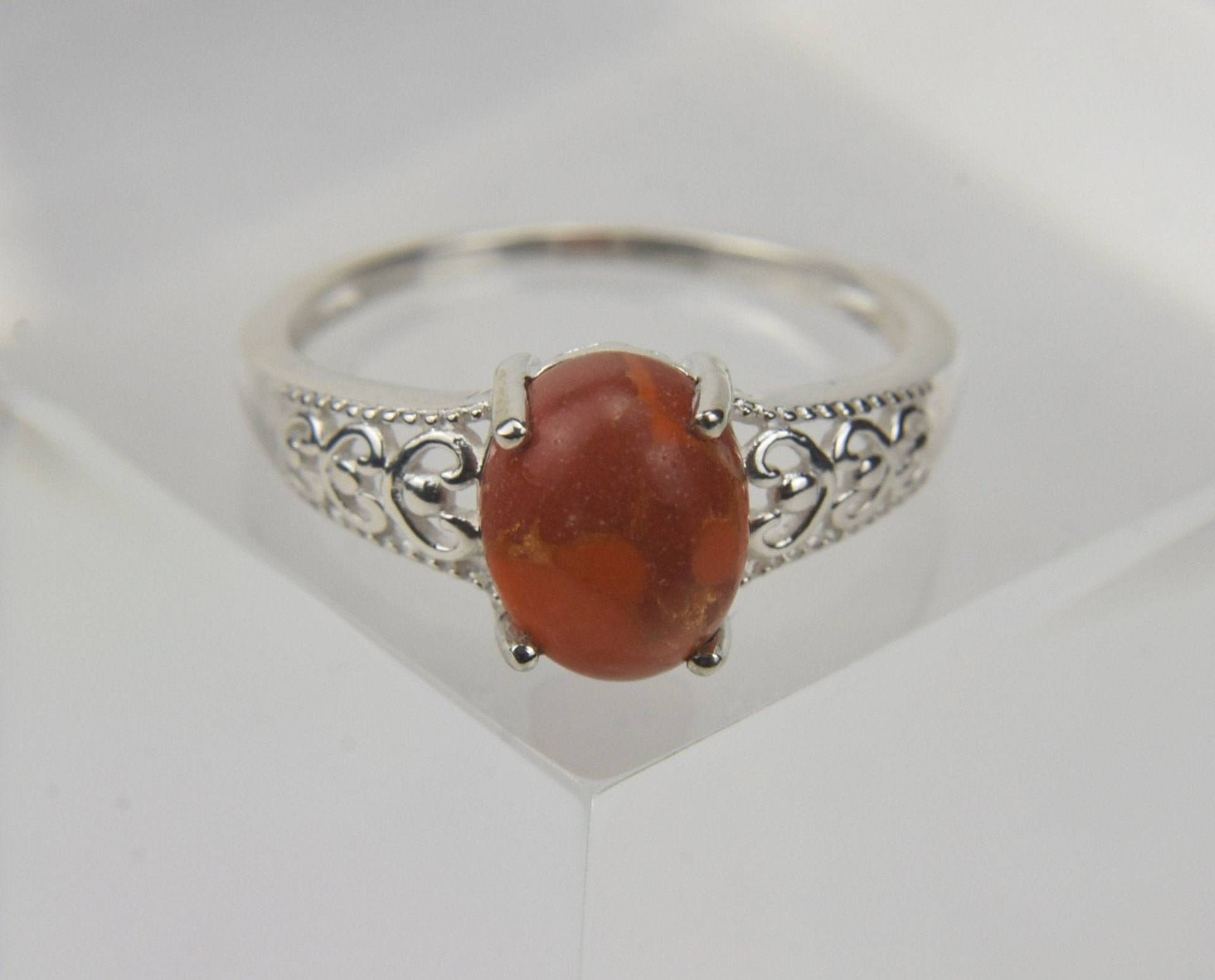 Orange Türkis Sterling Silber Ring von HomeAgainVintageCo