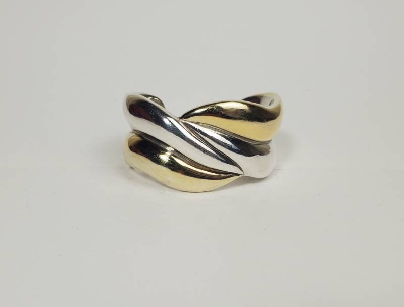 Orit Schatzman - Sterling Silber Und Gold Tone Braid Design Cuff Armband von HomeAgainVintageCo