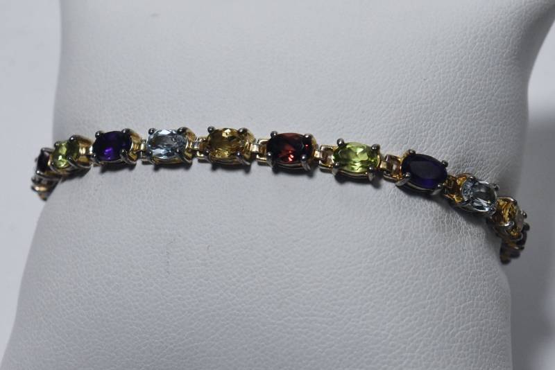 Ross-Simons - Sterling Silber Multi Edelstein Armband von HomeAgainVintageCo