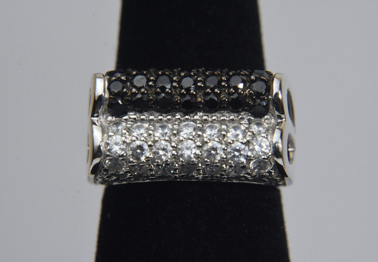 Ross-Simons - Sterling Silber Schwarz Und Weiß Kristall Ring Größe 6 von HomeAgainVintageCo