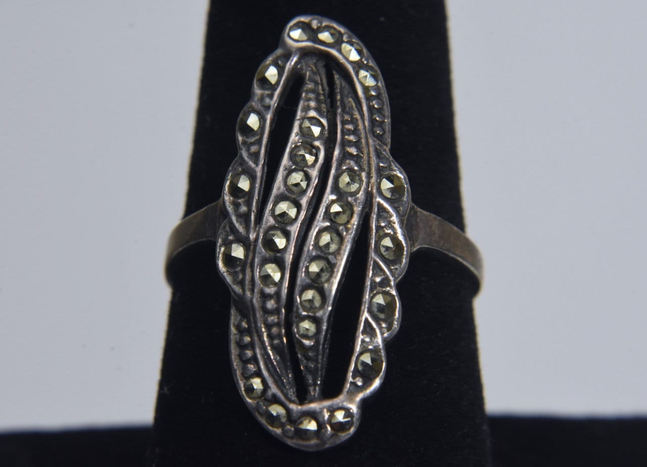 Vintage Markasiten Ring Aus Sterling Silber - Größe 21 cm von HomeAgainVintageCo