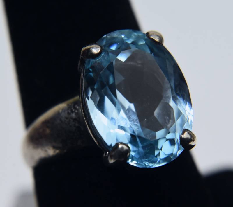 sterling Silber Blautopas Ring - Größe 7, 75 von HomeAgainVintageCo