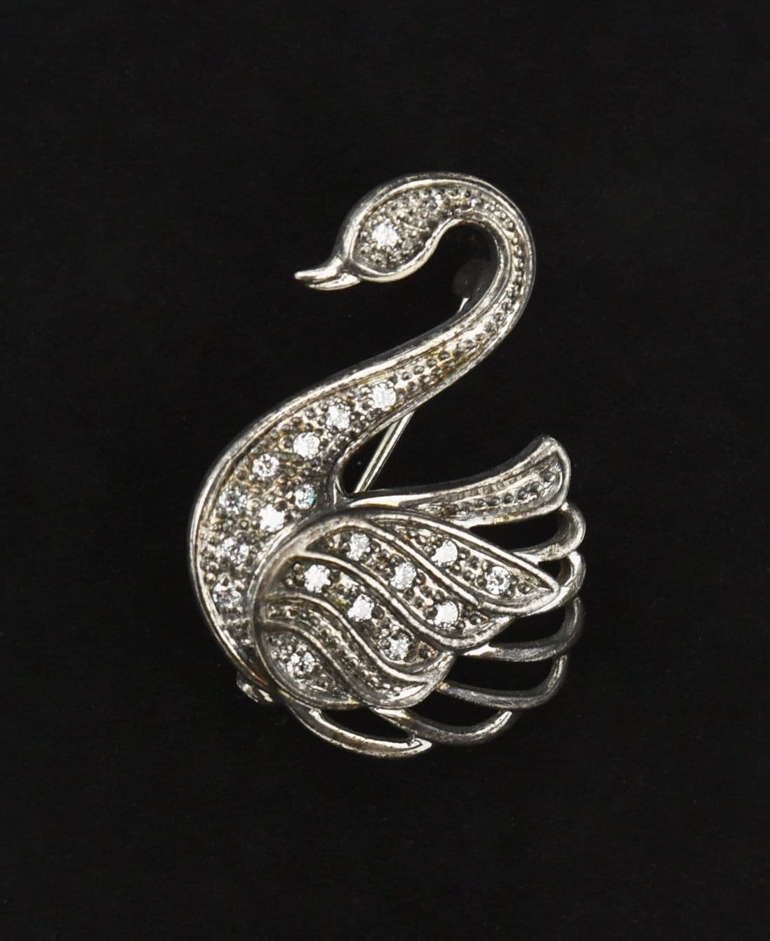 Schwan Brosche Mit Zirkonia Sterlingsilber von HomeAgainVintageCo