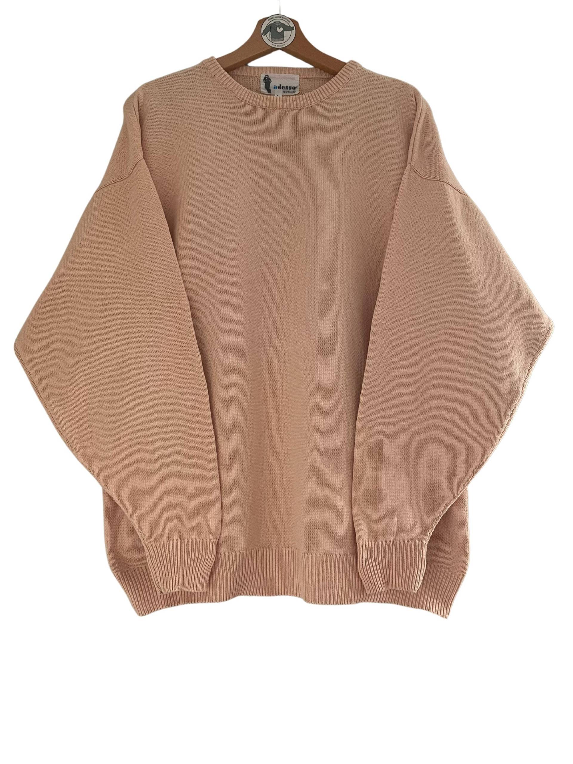 Adesse Sportswear Basic Vintage Strickpullover Gr. L Pullover 90Er 90S Winterpullover Baumwolle Gestrickt Aprikot Aprikose von HomeAloneVintageDE