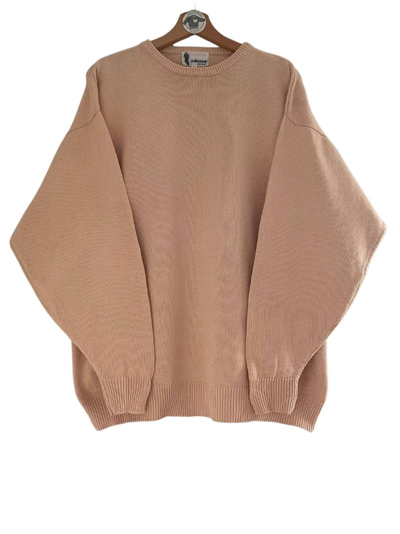 Adesse Sportswear Basic Vintage Strickpullover Gr. L Pullover 90Er 90S Winterpullover Baumwolle Gestrickt Aprikot Aprikose von HomeAloneVintageDE