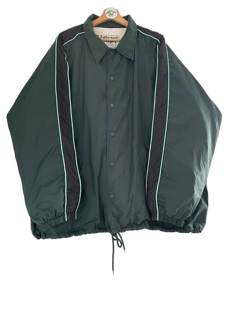 Diesel Vintage Regenjacke Gr. Xxl Windbreaker Oversized 90Er 90S Druckknöpfe Nylon Mit Innenfutter Khaki Grün Schwarz Top Zustand von HomeAloneVintageDE