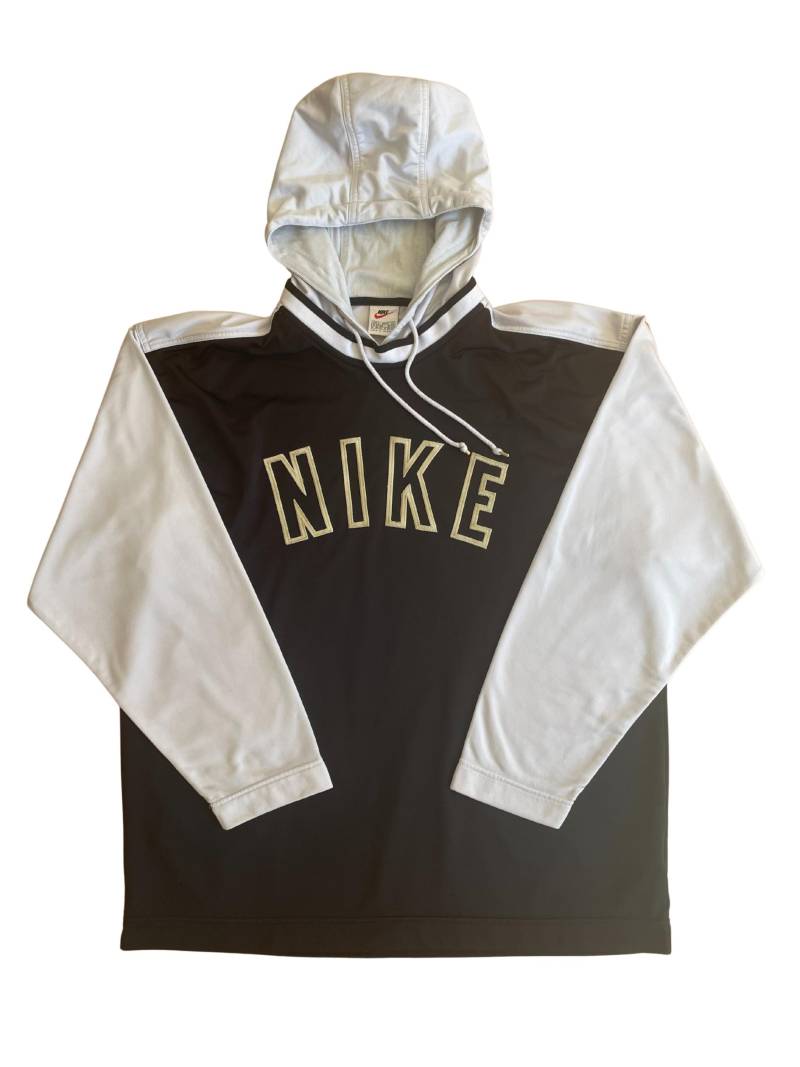 Nike Vintage Hoodie Gr. Xl Trainingsjacke Trackjacket Kapuzenpullover 90Er 90S Spell Out Buchstaben Vorne Mini Swoosh von HomeAloneVintageDE