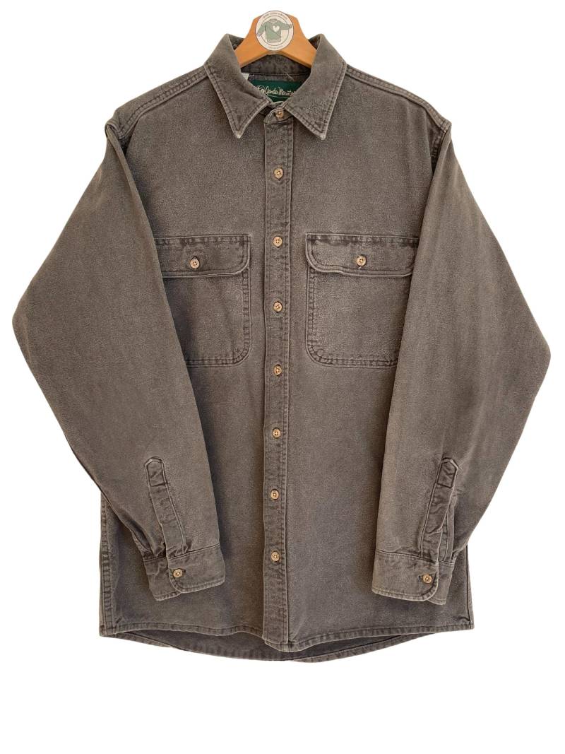 True Vintage Garden Mountains Hemd Gr. Xl Grau Flanell Jacke Aus Schwerer Baumwolle Made in Usa von HomeAloneVintageDE