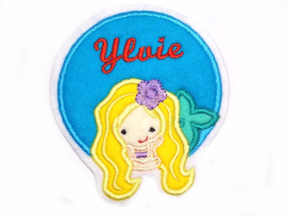 Mermaid Namensschild Patch Applikation Aufnäher Bügelbild Kinder Name Wunschname Farbwahl Aufbügler Monogramm Applique von HomeArtist