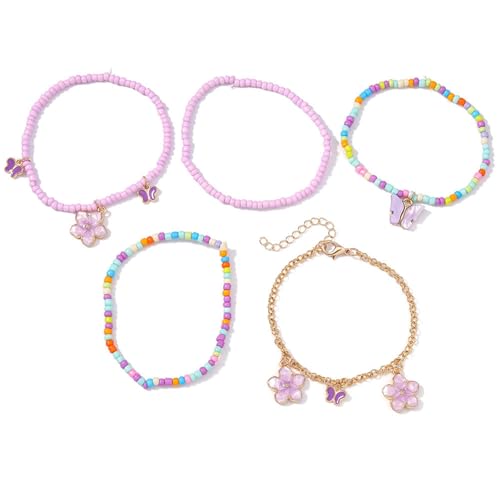 HomeJoySet 5-teiliges Verstellbares Perlenarmband, Farbenfroher Modischer Perlenschmuck for Das Handgelenk Von Frauen, Party-Accessoires von HomeJoySet
