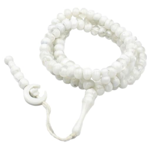 HomeJoySet 99 Gebets-Tasbih-Perlen 8 Mm, Rosenkranz-Wickelarmband-Halskette, Eid-Gebetsperlen for Männer Und Frauen(White) von HomeJoySet