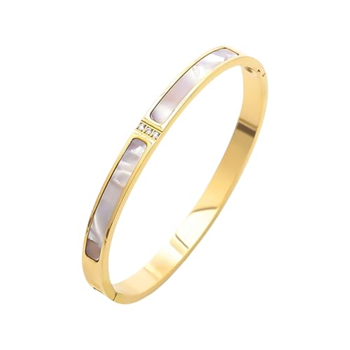 HomeJoySet Armreif Aus Legierung Mit 3 Glänzenden Weißen Akzenten, Stilvolles Modeschmuck-Accessoire for Jeden Tag(Gold-Color) von HomeJoySet