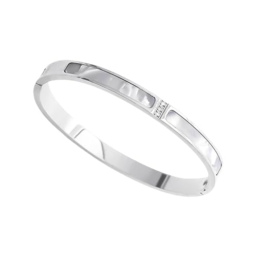 HomeJoySet Armreif Aus Legierung Mit 3 Glänzenden Weißen Akzenten, Stilvolles Modeschmuck-Accessoire for Jeden Tag(Steel Color) von HomeJoySet
