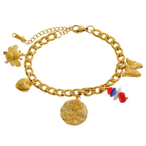 HomeJoySet Einzigartiges Modearmband Mit Blumen- Und Herzanhängern, Elegantes Armband for Vielseitige Anlässe(CH1190 1) von HomeJoySet