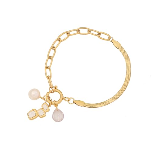 HomeJoySet Elegantes Armband Mit Herzanhänger, Blumendesign, Moderner Kettenschmuck for Verschiedene Anlässe(2) von HomeJoySet