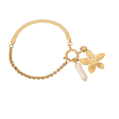 HomeJoySet Elegantes Armband Mit Herzanhänger, Blumendesign, Moderner Kettenschmuck for Verschiedene Anlässe(4) von HomeJoySet