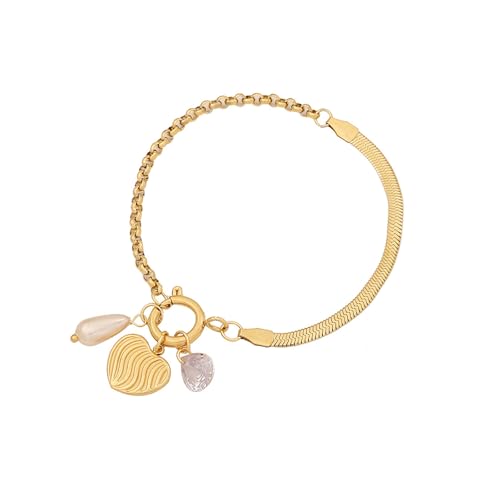HomeJoySet Elegantes Armband Mit Herzanhänger, Blumendesign, Moderner Kettenschmuck for Verschiedene Anlässe(5) von HomeJoySet