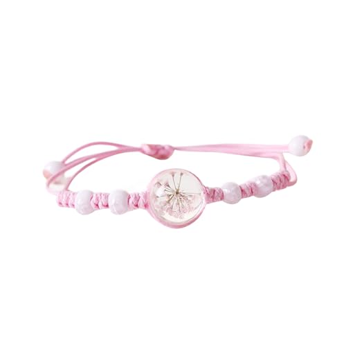 HomeJoySet Handgefertigtes Geflochtenes Armband, Keramik-Glasblumenperle, Verstellbare Handkette Aus Gewachster Kordel for Frauen(Light) von HomeJoySet