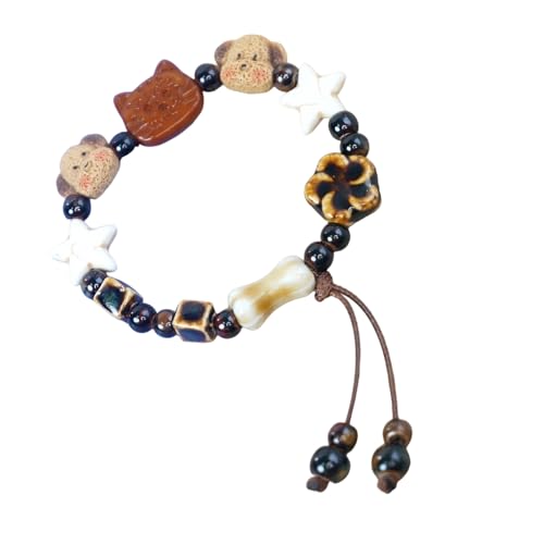 HomeJoySet Markantes Hundearmband Aus Keramik, Handgewebter Schnur-Armbandschmuck for Den Cartoon-Stil Und for Verschenken(3) von HomeJoySet