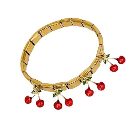 HomeJoySet Stilvolles Armband Mit Erdbeer-Kirsch-Motiv, Edelstahl, Verstellbare Passform for Trendige Frauen Und Teenager von HomeJoySet