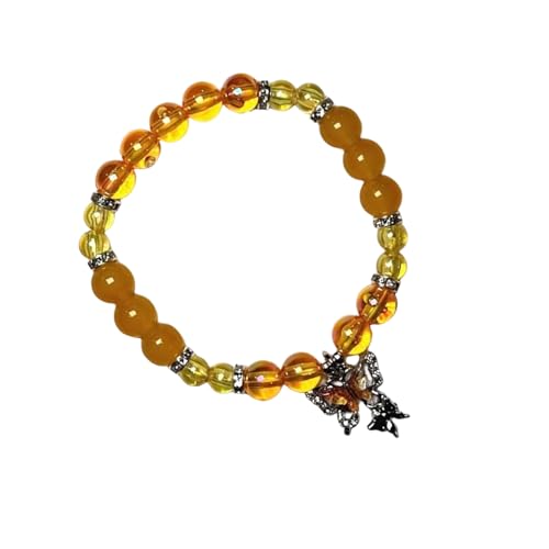 HomeJoySet Süßes Armband Mit Kristallperlen for Damen, Modische Handkette Mit Anhänger, Freundschaftsschmuck Fürs Handgelenk(Yellow) von HomeJoySet