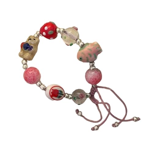 HomeJoySet Vintage Candy Strawberry Bear Armband, Robustes, Einzigartiges Geflochtenes Armband for Modeliebhaber von HomeJoySet