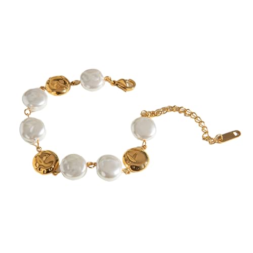 HomeJoySet Vintage Glasmünzen-Perlen-Scheibenarmband, Edelstahl-Armbandschmuck for Frauen Zu Jedem Anlass von HomeJoySet