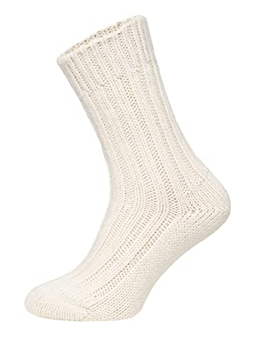 2 Paar Alpaka Socken Herren Und Damen - Dicke Wollsocken Mit 50% Wollanteil, Natürliche Regulierung Der Fußtemperatur - Kuschelsocken Strapazierfähig - Creme/Taupe 35-38 von HomeOfSocks