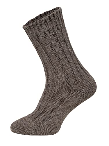 2 Paar Alpaka Socken Herren Und Damen - Dicke Wollsocken Mit 50% Wollanteil, Natürliche Regulierung Der Fußtemperatur - Kuschelsocken Strapazierfähig - Taupe/Braun 39-42 von HomeOfSocks