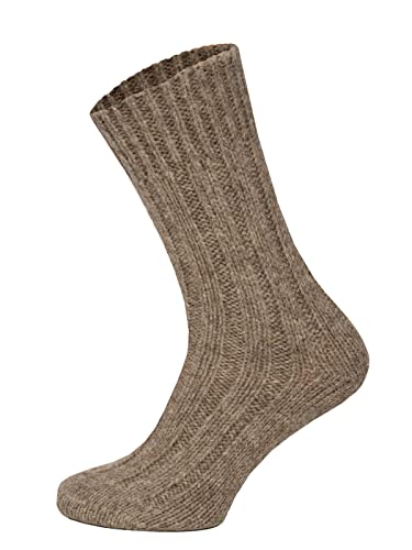 2 Paar Virgin Wool Wollsocken Socken Herren Und Damen - Extra Dicke Warme Wollsocken Mit 100% Schaf Wollanteil Natürliche Regulierung Der Fußtemperatur Strapazierfähig | Braun Taupe 35-38 von HomeOfSocks