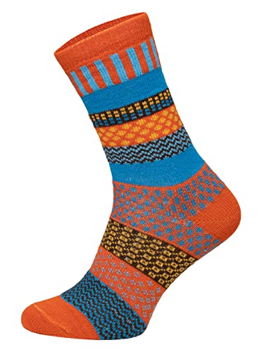 2 Paar Warme Hygge Socken Für Herren Und Damen Aus Echter Wolle - Wollsocken Mit Fröhlich Bunten Mustern, Druckarmer Zehennaht - Schafwollsocken Strapazierfähig Orange 35-38 von HomeOfSocks