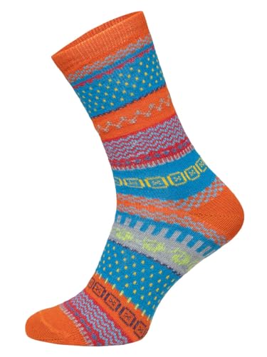 2 Paar Warme Hygge Socken Für Herren Und Damen Aus Echter Wolle - Wollsocken Mit Fröhlich Bunten Mustern Und Druckarmer Zehennaht | Rost Gr. 39-42 von HomeOfSocks