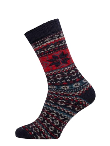 Ein Paar Bunte Jacquard Wollsocken Für Damen Und Herren Weiche Dicke Kuschelsocken Hyggelig Warm Mit 45% Wolle | Navy Gr. 47-50 von HomeOfSocks