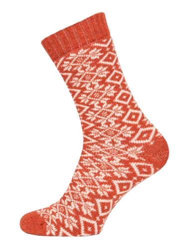 Ein Paar Einfarbige Wollsocken Blumen Design Für Damen Und Herren Weiche Dicke Kuschelsocken Hyggelig Warm Mit 45% Wolle - Strapazierfähig Zeitlos Warm | Orange 35-38 von HomeOfSocks